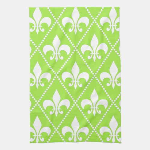 Pear Green Fleur de Lis Kitchen Towel