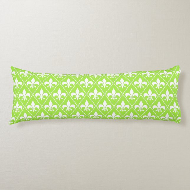 Pear Green Fleur de Lys Body Pillow (Front)