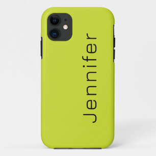 Pear Green Solid Color Minimalist Name iPhone 11 Case
