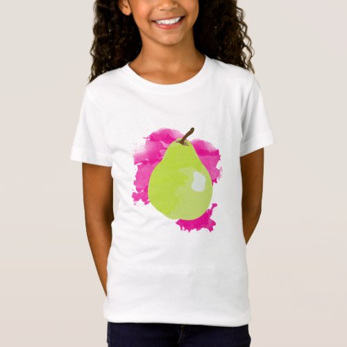 Pear Illustration with Pink Splash T_Shirt