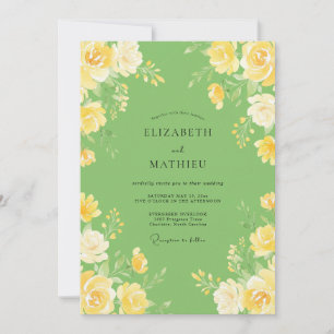 Pear Lemon Ranunculus Eucalyptus Wedding Invitation
