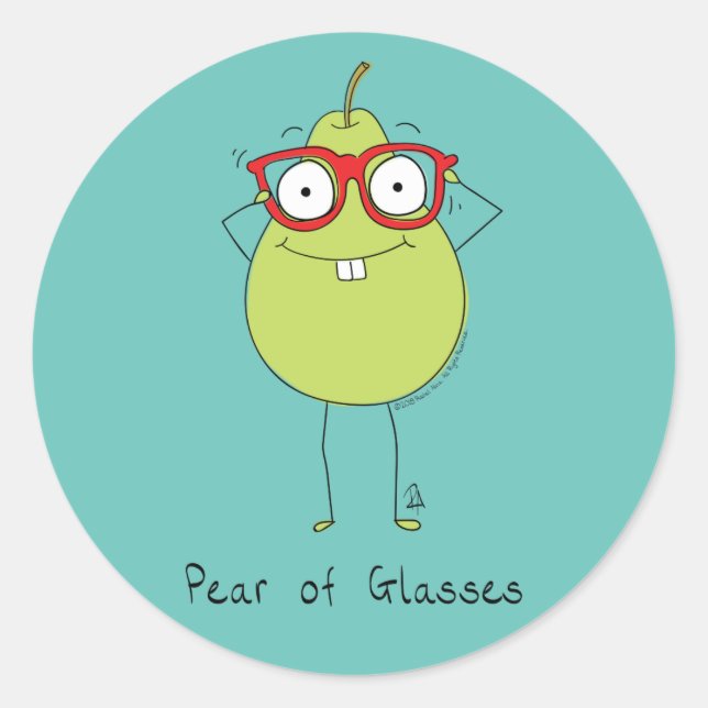 Pear of Glasses Cute & Funny Sticker (Front)