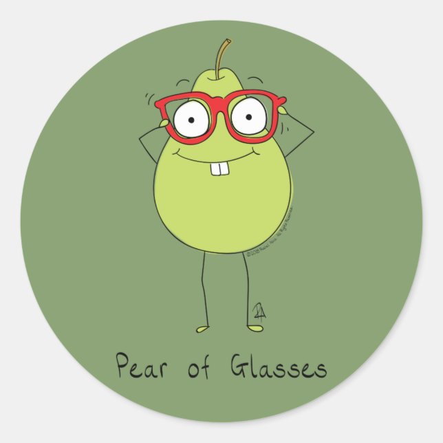 Pear of Glasses Cute & Funny Sticker (Front)