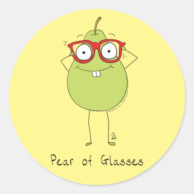Pear of Glasses Cute & Funny Sticker (Front)