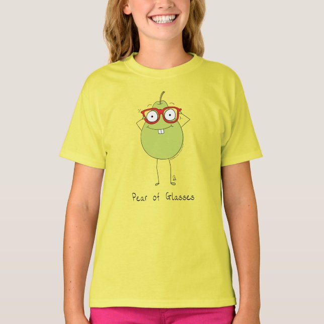 Pear of Glasses Funny and Cute Kids Girl's T-Shirt (Front)