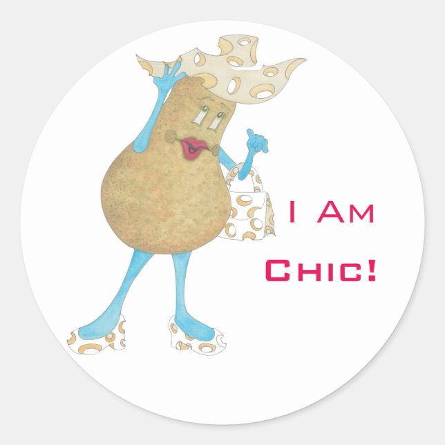 'Pear Paula' Glossy Round Sticker (Front)