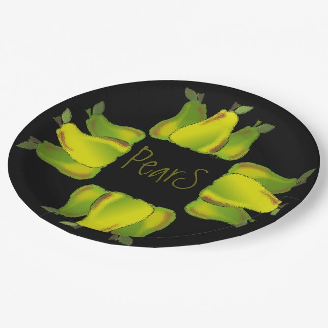 Pear Pears Fruit Fruits Design Digital Graphics Paper Plates (Angled)