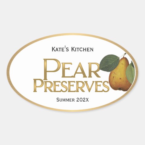 Pear Preserves Jelly Label Vintage