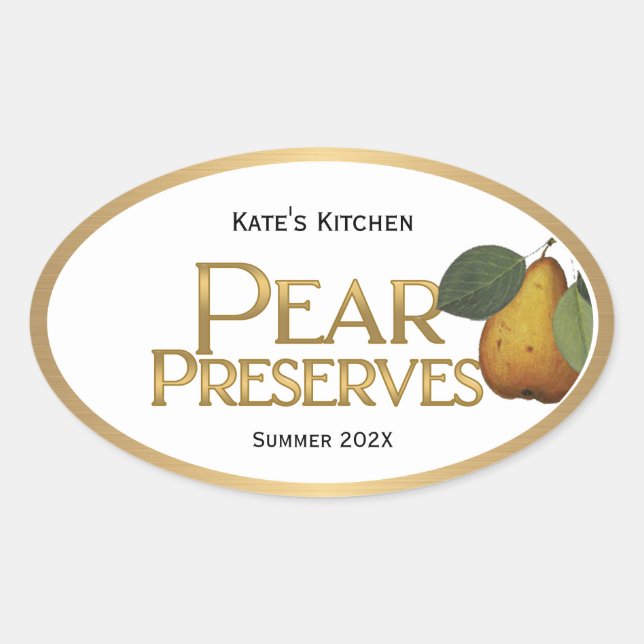 Pear Preserves Jelly Label Vintage (Front)