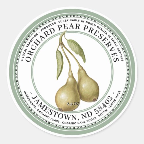 Pear Preserves Label Jam Jelly 1930 Green 