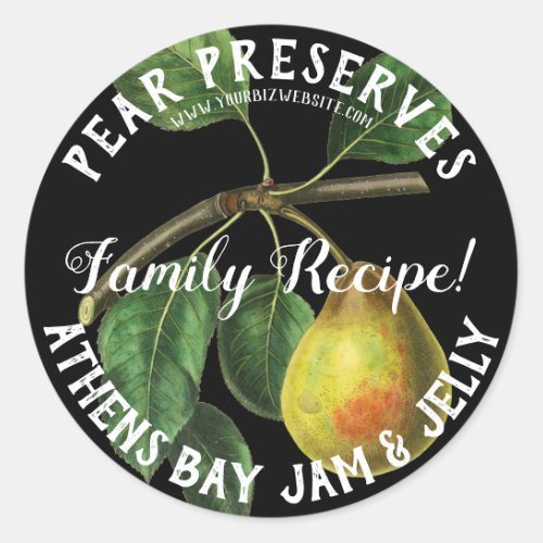 Pear Preserves Product Business Label