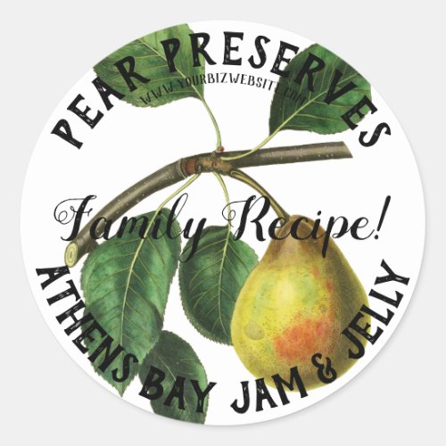 Pear Preserves Product Business Label