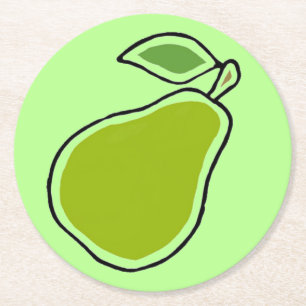 Pear Round Paper Coaster