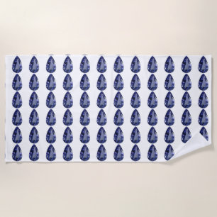Pear shaped Sapphire Blue Beach Towel
