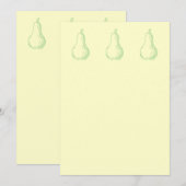 Pear Sketch. Line drawing in light green. (Front/Back)