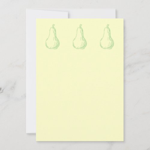 Pear Sketch. Line drawing in light green. Personalized Invite