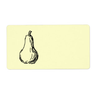 Pear Sketch. Line illustration in Black. Label