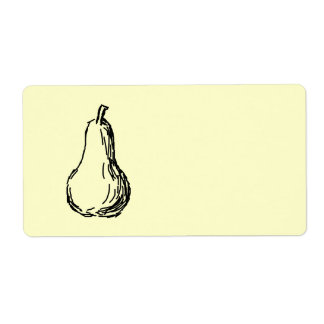 Pear Sketch. Line illustration in Black. Label