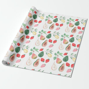 Pear,strawberry, papaya,lemon, fruit mix , stylish wrapping paper
