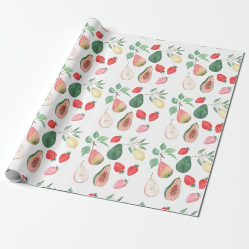 Pearstrawberry papayalemon fruit mix  stylish wrapping paper