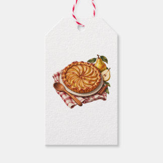 Pear Tart with Red Checked Cloth Gift Tags