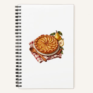 Pear Tart with Red Checked Cloth Recipe Notebook