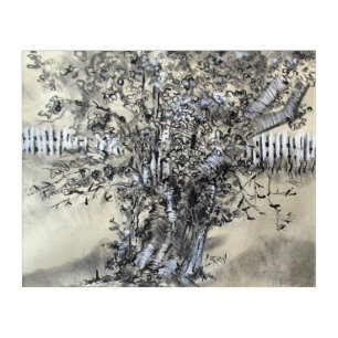 Pear Tree and Pickets / Artist Larry Lerew Acrylic Print