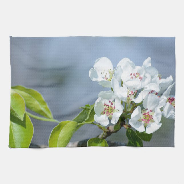 Pear tree blooming kitchen towel (Horizontal)