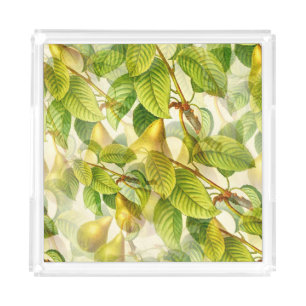 Pear Tree Branches & Pears Pattern  Acrylic Tray