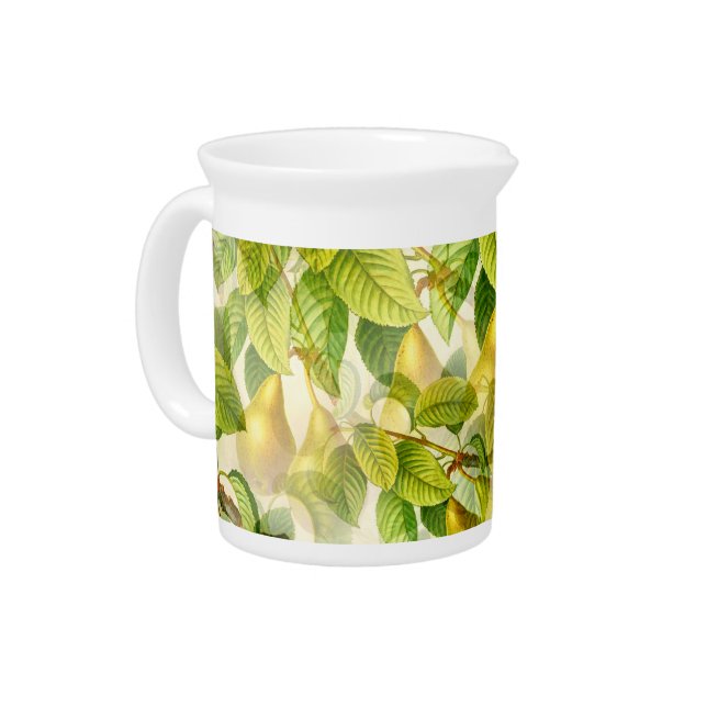 Pear Tree Branches & Pears Pattern Beverage Pitcher (Left)