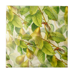 Pear Tree Branches & Pears Pattern Ceramic Tile