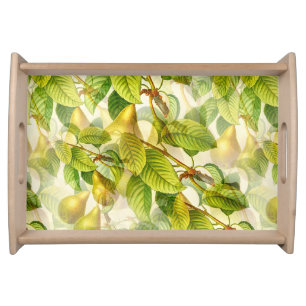 Pear Tree Branches & Pears Pattern Serving Tray