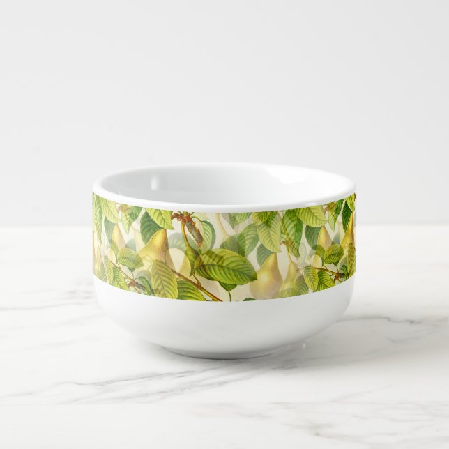 Pear Tree Branches & Pears Pattern Soup Mug (Front)