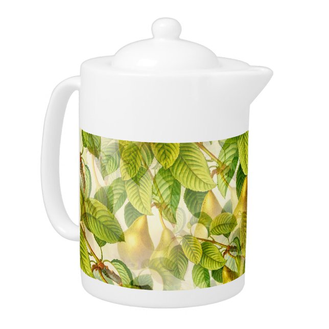 Pear Tree Branches & Pears Pattern  Teapot (Left)