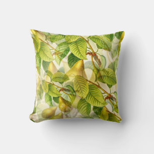 Pear Tree Branches & Pears Pattern Throw Pillow