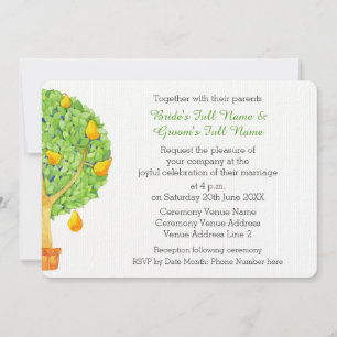 Pear Tree Flat 5x7" Wedding Invitation Card