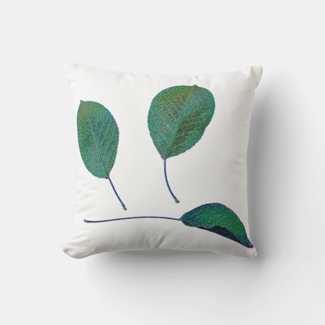 Pear Tree Green Leaf Texture Cushion Throw Pillow (Front)