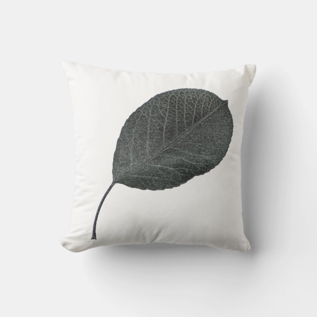 Pear Tree Grey Leaf Texture Cushion Throw Pillow (Front)