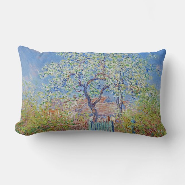 Pear Tree in Flower - Claude Monet Lumbar Pillow (Front)