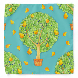 Pear Tree pears teal Bandana