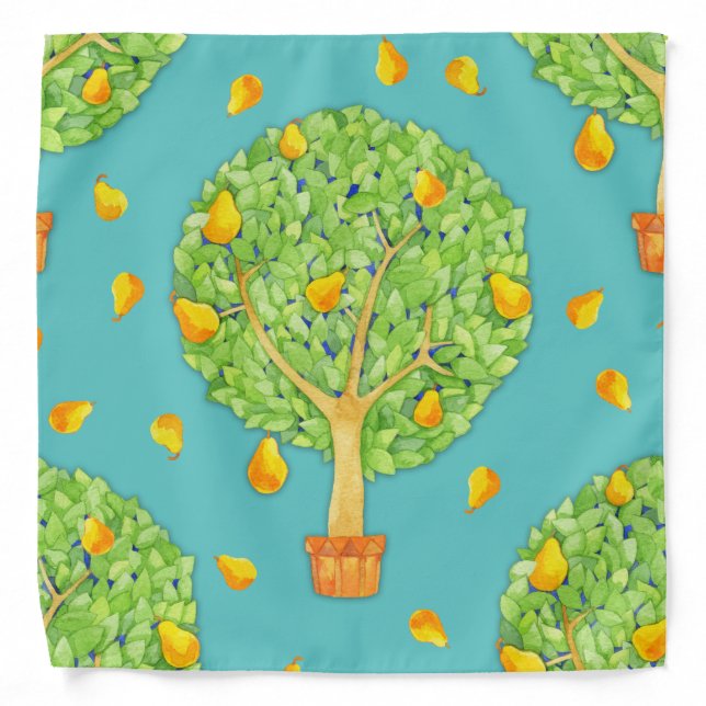 Pear Tree pears teal Bandana (Front)