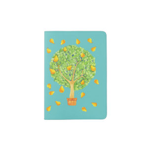 Pear Tree Pears teal Passport Holder