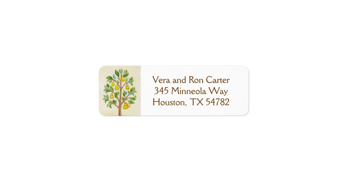 Pear Tree return address label | Zazzle