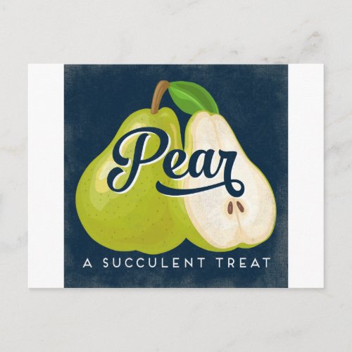 Pear Vintage Fruit Label Retro Postcard