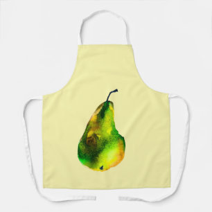 Pear watercolor green fruit apron