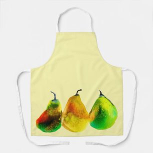 Pear watercolor green fruit apron