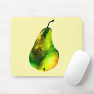 Pear watercolor green fruit mouse pad