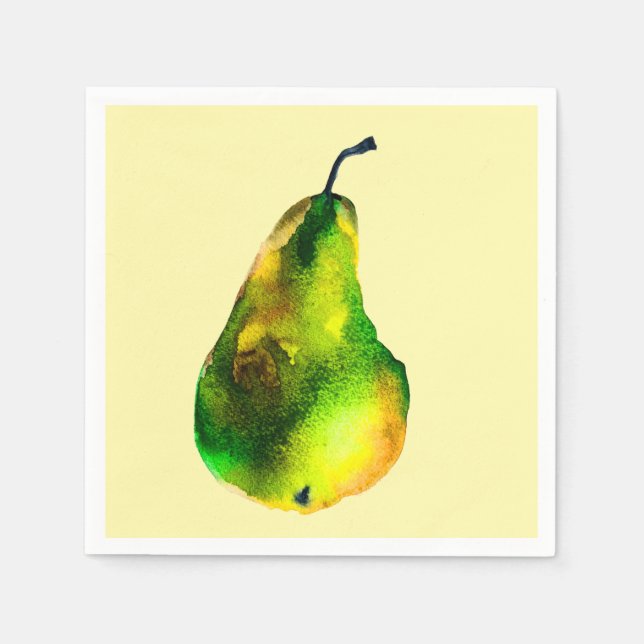 Pear watercolor green fruit napkins (Front)