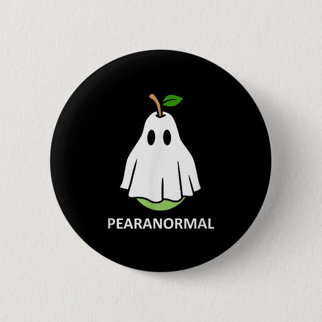 Pearanormal Cute Ghost Pear Halloween Costume Funn Button (Front)