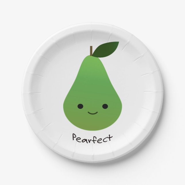 Pearfect Cute Kawaii Pear Paper Plates (Front)